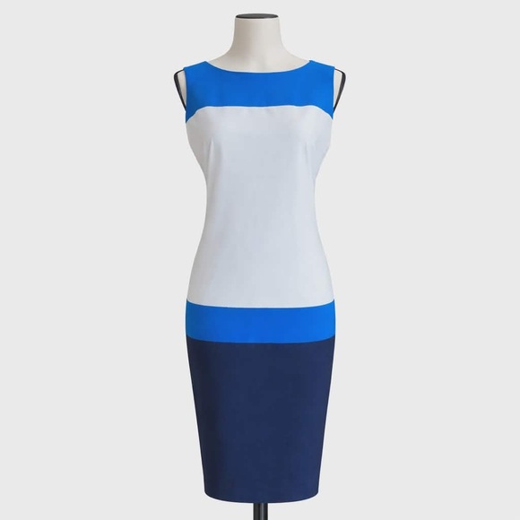 Ava & Aiden Dresses & Skirts - EUC. Size 8.  Ava & Aiden Colorblock Sheath Dress. Blue, White, Navy